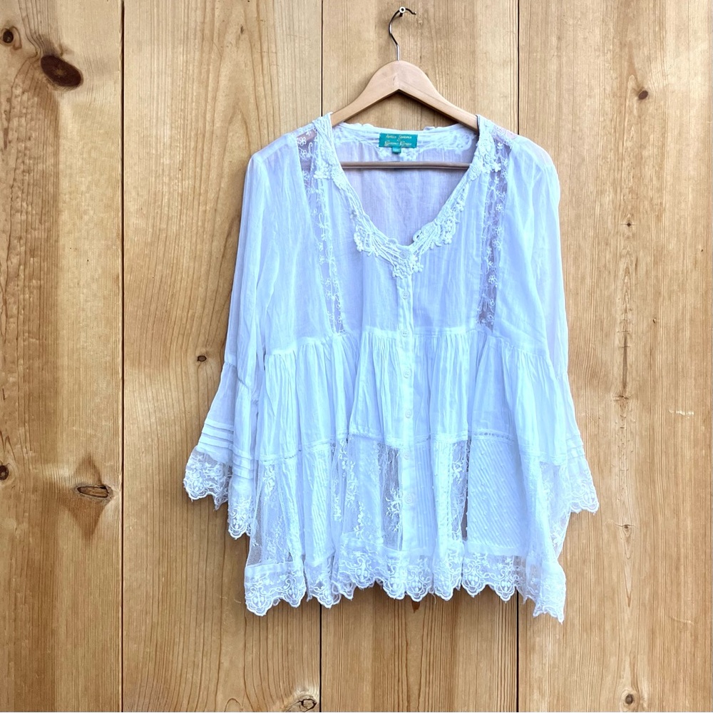 Antica Santoria Women's White Lace Top Sz S/M